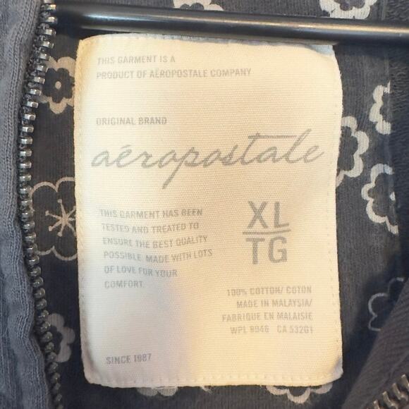 Aeropostale Y2K Full Zip Hoodie Jacket Size XL Gray Spell Out Embroidered Logo - Picture 6 of 12